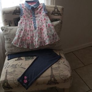 Little girl cropped jegging floral set